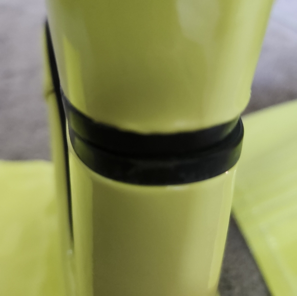 Current Mood Neon Yellow Pleather Thigh Hi Chunky Heel Zip GoGo Boots S 8M NWOB - Picture 10 of 12